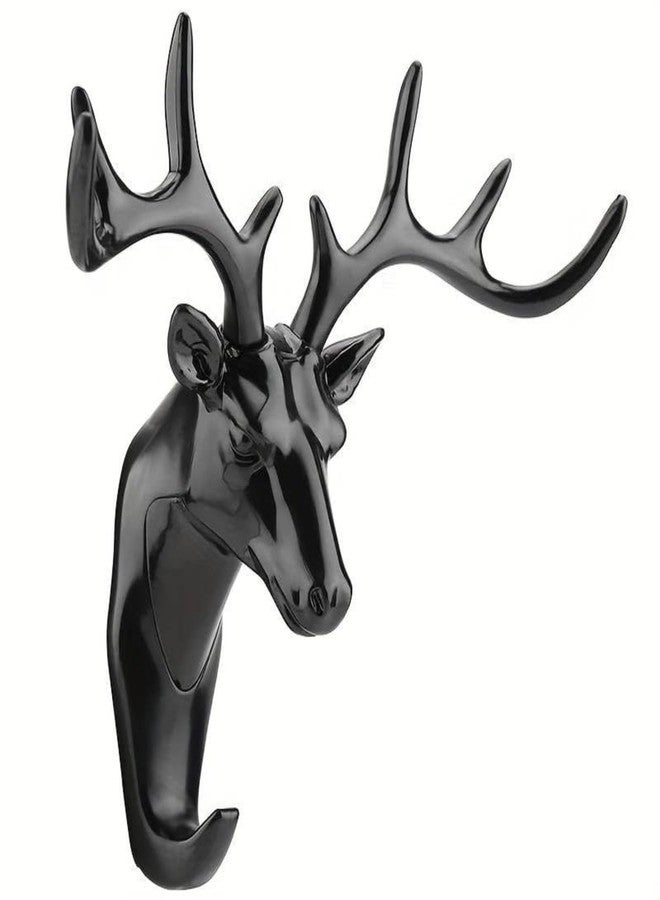 HomeAra 1 PCS Exquisitely Crafted Deer Head Hanging Hook Self Adhesive Wall Door Hook Hanger for Bags, Keys, and More Rustic Wildlife-Inspired Decorative Holder with Easy Stick-On Design (Black) - Image 2